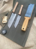 Santoku and petty knife set (oak) ￼