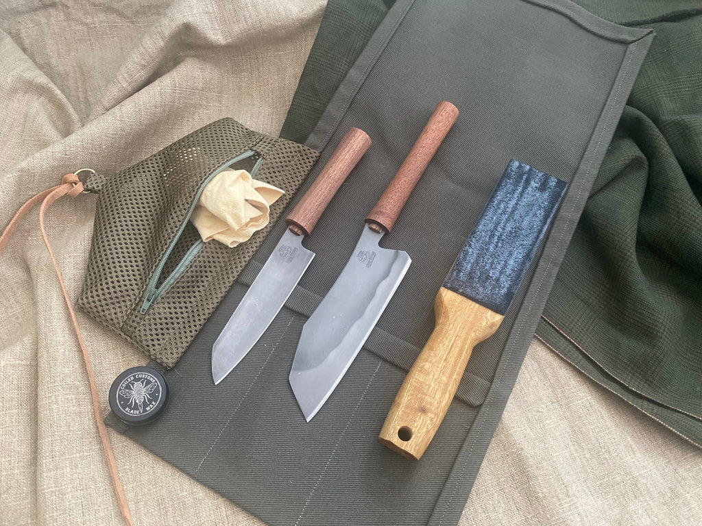 Santoku and petty knife set (sapele)