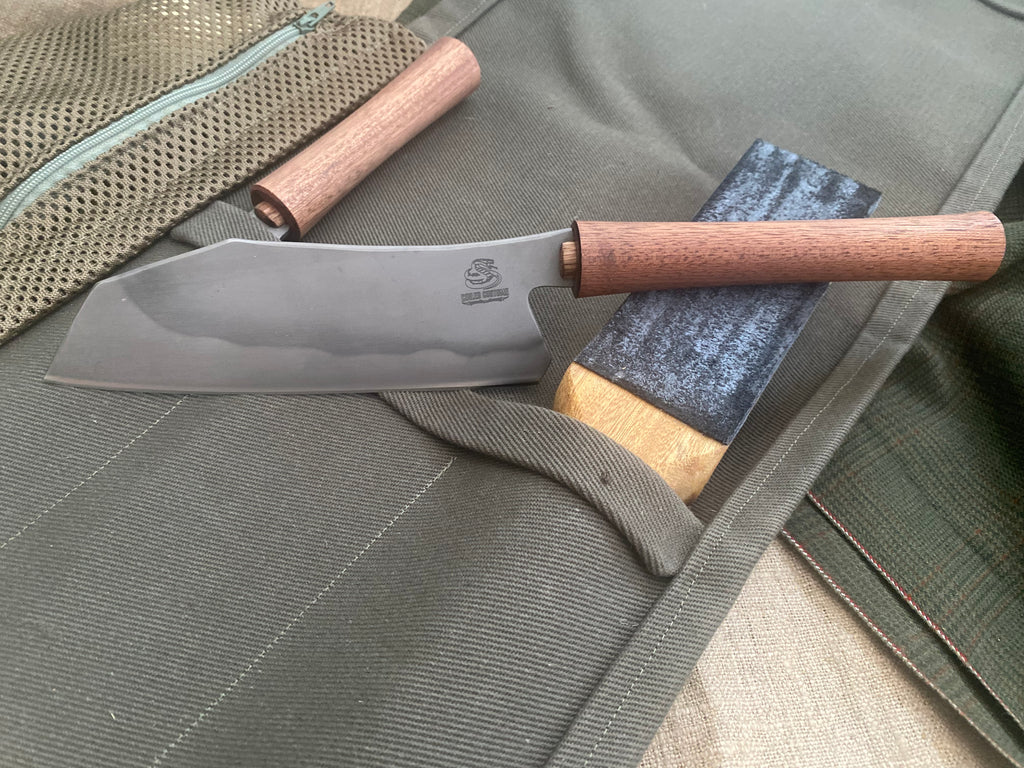 Santoku and petty knife set (sapele)