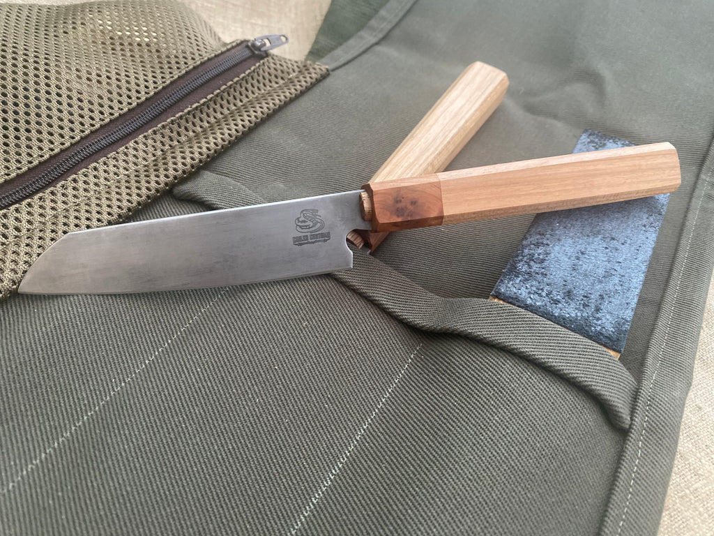 SantoKu and petty knife set (cherry and thya burl)