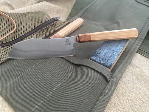 SantoKu and petty knife set (cherry and thya burl)