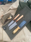 SantoKu and petty knife set (cherry and thya burl)